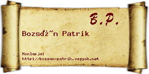 Bozsán Patrik névjegykártya